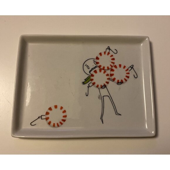 Crate & Barrel CB2 Oliver Peppermint Drops 2012 Xmas Rectangle Appetizer Plate - Picture 5 of 5